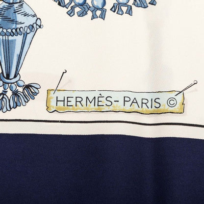 Hermes Carre 90 Pasementerie String Decoration Scarf Navy Multicolor Silk — view 6