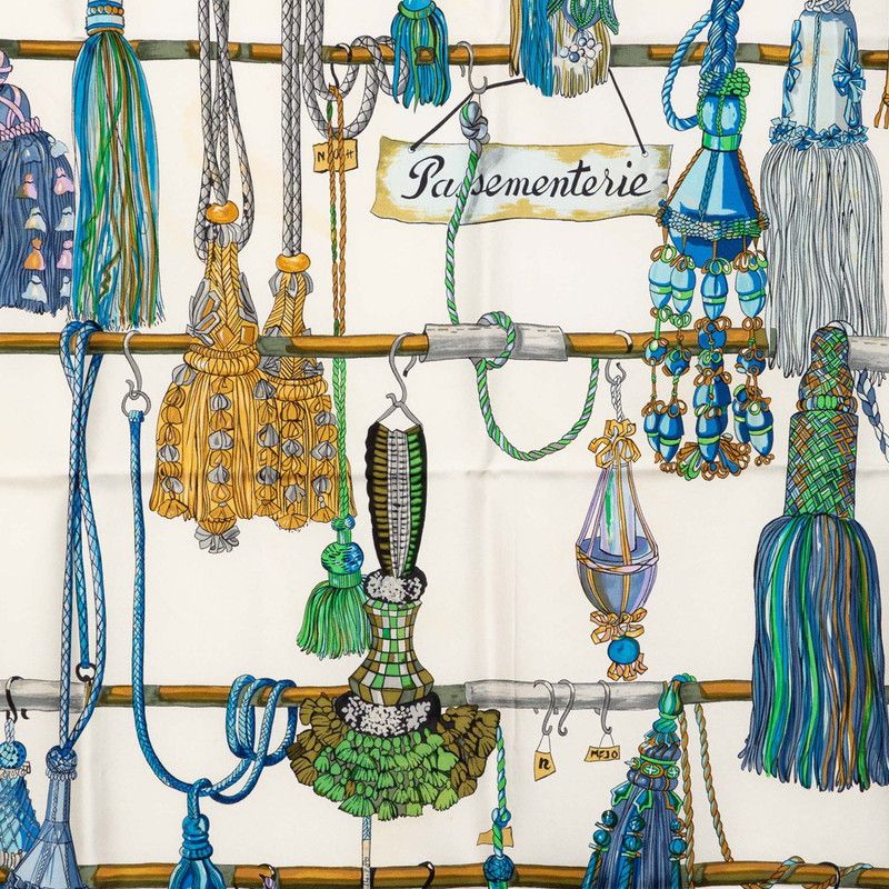 Hermes Carre 90 Pasementerie String Decoration Scarf Navy Multicolor Silk — view 3
