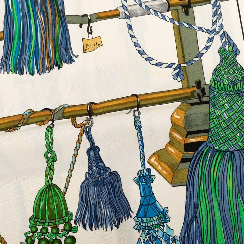 Hermes Carre 90 Pasementerie String Decoration Scarf Navy Multicolor Silk — view 4