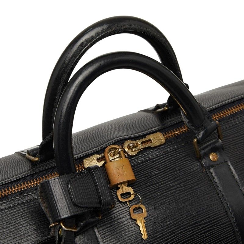 Louis Vuitton Epi Keepall 50 Boston Bag Noir Black Leather — view 8