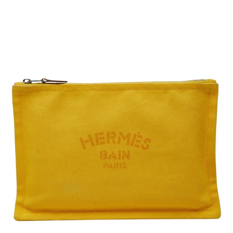 Hermes Yachting PM Pouch Case Yellow Cotton