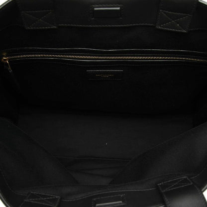 Saint Laurent Logo Sac Shopping Tote Natural Black Canvas Leather — view 4