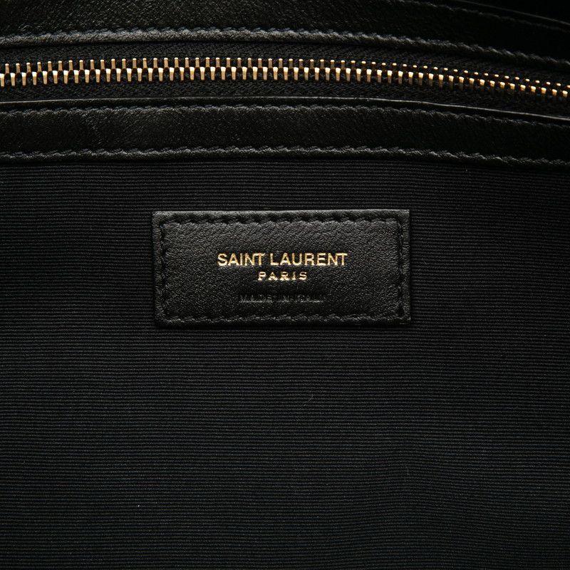 Saint Laurent Logo Sac Shopping Tote Natural Black Canvas Leather — view 5