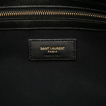 Saint Laurent Logo Sac Shopping Tote Natural Black Canvas Leather — view 5