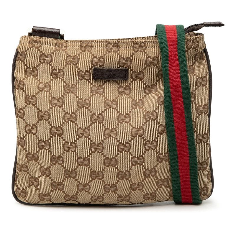 Gucci GG Canvas Sherry Line Crossbody Shoulder Bag Beige Multicolor