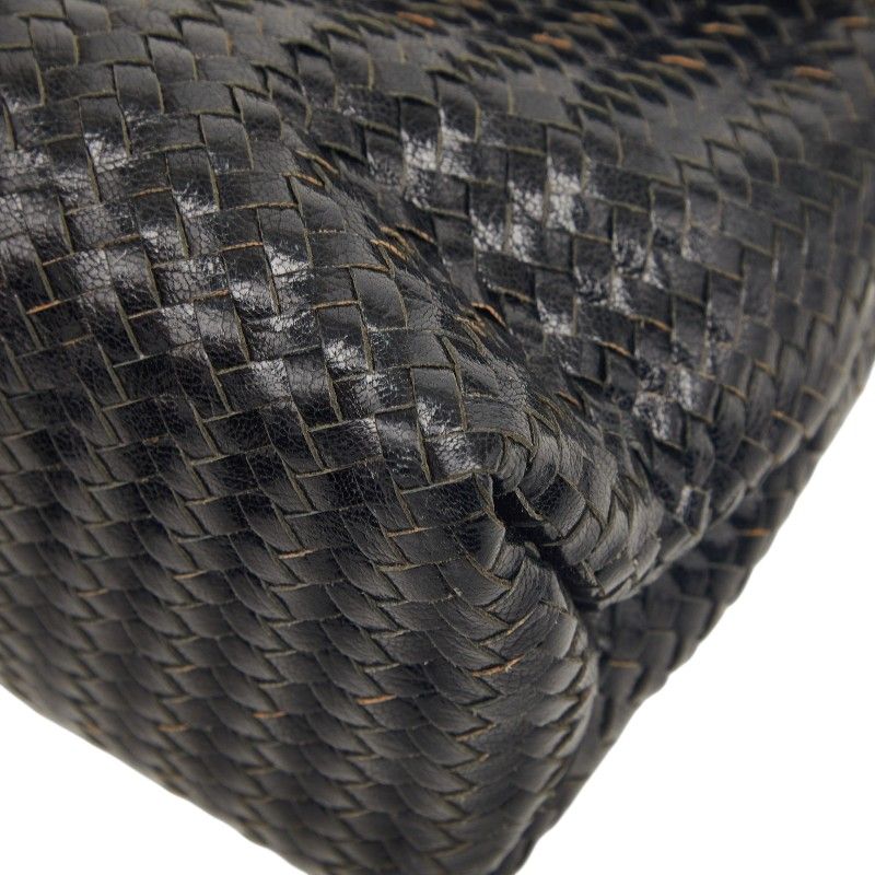 Fendi Fringe Braided 2-Way Shoulder Bag Black Leather — view 5