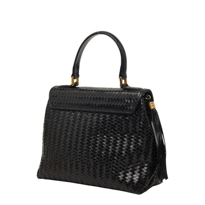 Fendi Fringe Braided 2-Way Shoulder Bag Black Leather — view 2