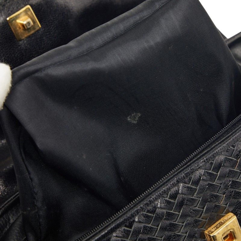 Fendi Fringe Braided 2-Way Shoulder Bag Black Leather — view 9