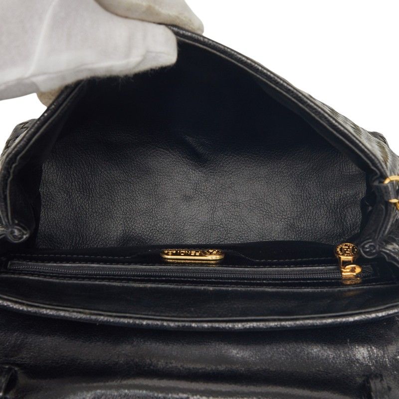 Fendi Fringe Braided 2-Way Shoulder Bag Black Leather — view 8