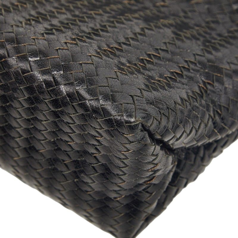 Fendi Fringe Braided 2-Way Shoulder Bag Black Leather — view 6