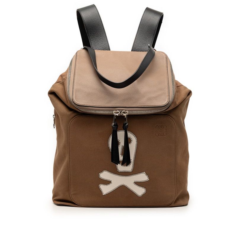 Loewe Goya Skull Backpack Beige Canvas Leather