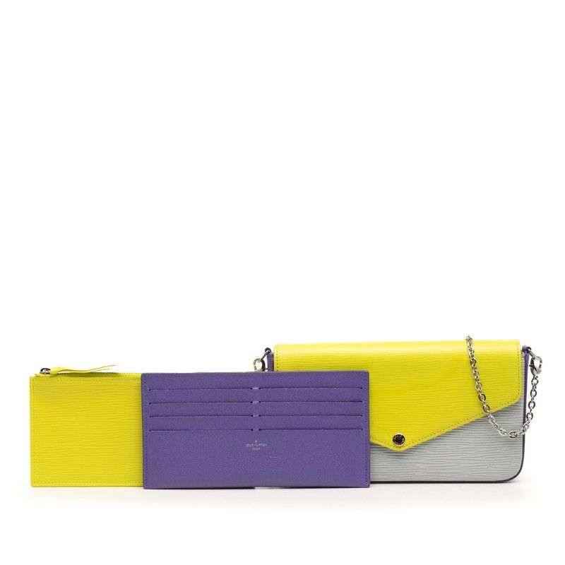 Louis Vuitton Epi Pochette Felicie Chain Wallet Shoulder Back Purple Yellow — view 7