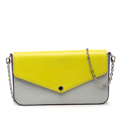 Louis Vuitton Epi Pochette Felicie Chain Wallet Shoulder Back Purple Yellow