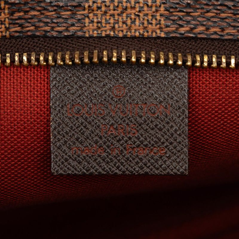 Louis Vuitton Damier Trousse Makeup Pouch Handbag Brown Leather — view 5
