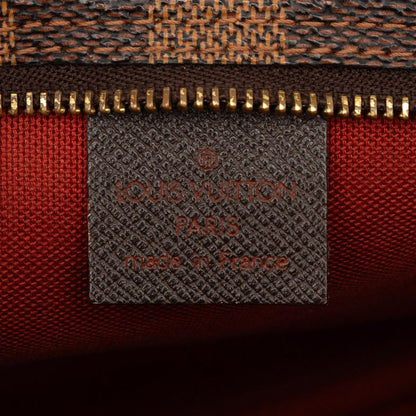 Louis Vuitton Damier Trousse Makeup Pouch Handbag Brown Leather — view 5