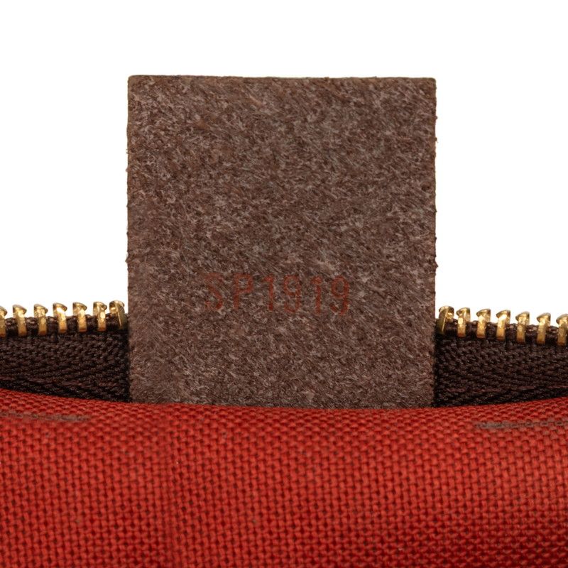 Louis Vuitton Damier Trousse Makeup Pouch Handbag Brown Leather — view 6
