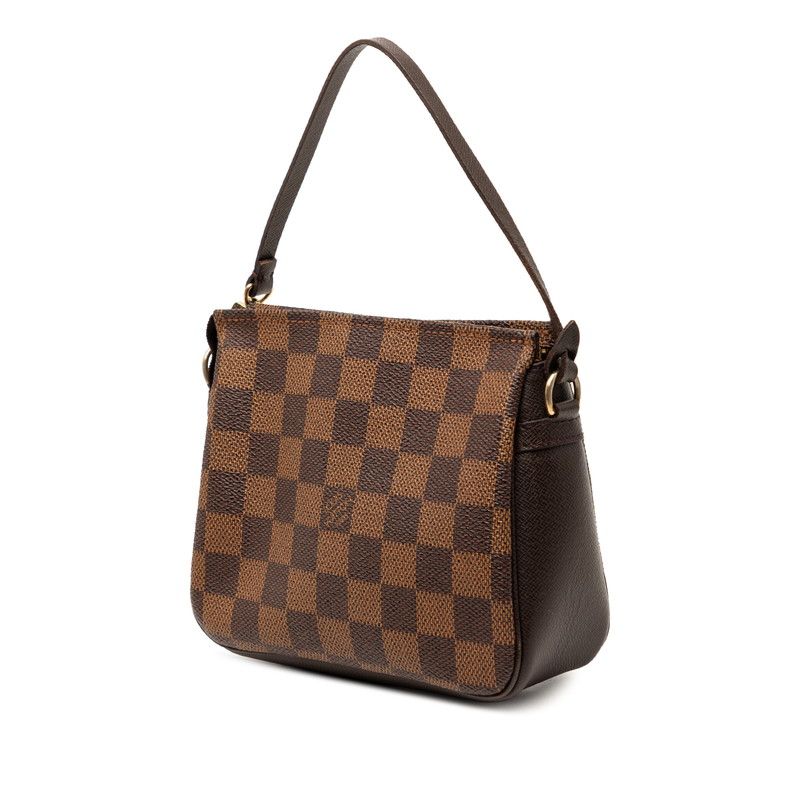 Louis Vuitton Damier Trousse Makeup Pouch Handbag Brown Leather — view 2