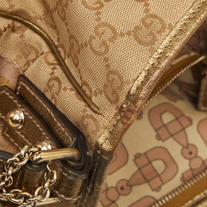 Gucci GG Canvas Sherry Line Crossbody Shoulder Bag Beige Gold Pink — view 6