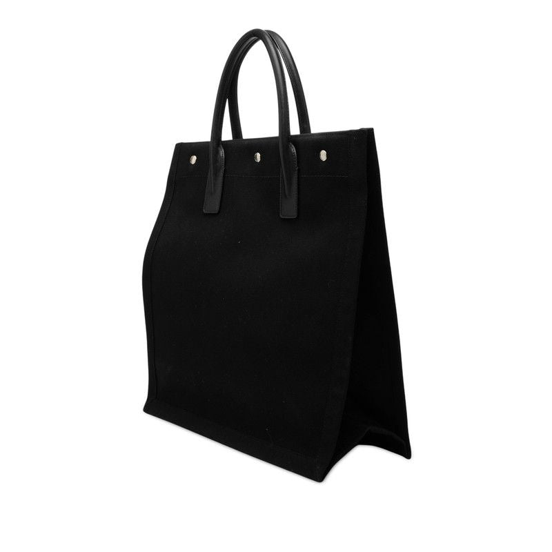 Saint Laurent Rive Gauche Large Tote Black Canvas Leather — view 2