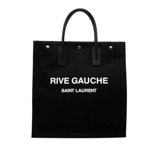 Saint Laurent Rive Gauche Large Tote Black Canvas Leather