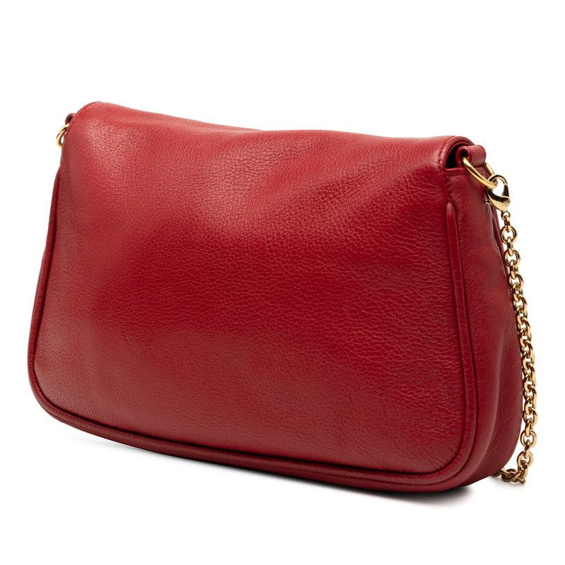 Fendi Chain Shoulder Bag Red Leather — view 2