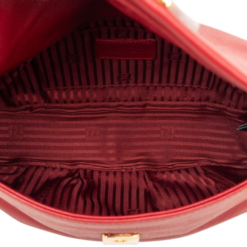 Fendi Chain Shoulder Bag Red Leather — view 4