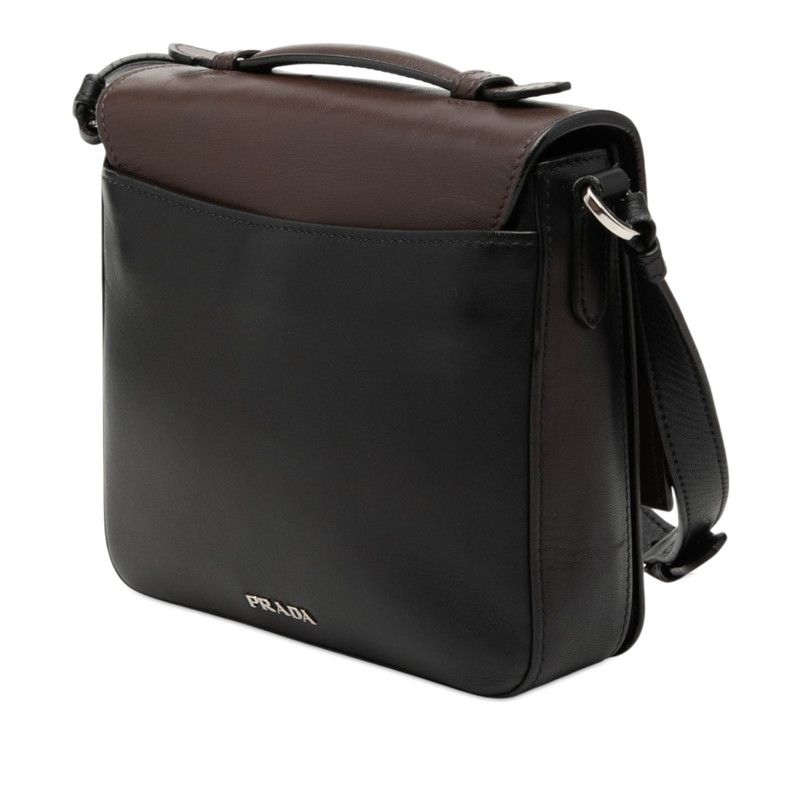 Prada Bicolor 2-Way Shoulder Bag Black Brown Leather — view 2