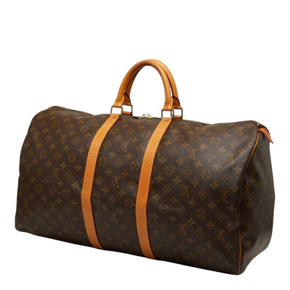 Louis Vuitton Monogram Keepall 55 Boston Bag Brown Leather — view 2