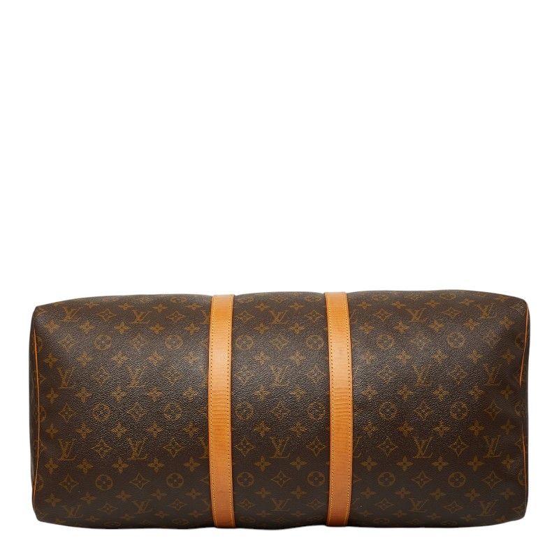 Louis Vuitton Monogram Keepall 55 Boston Bag Brown Leather — view 3