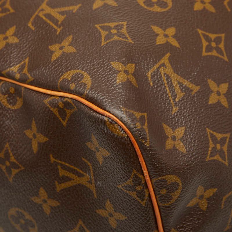 Louis Vuitton Monogram Keepall 55 Boston Bag Brown Leather — view 6