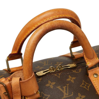 Louis Vuitton Monogram Keepall 55 Boston Bag Brown Leather — view 8