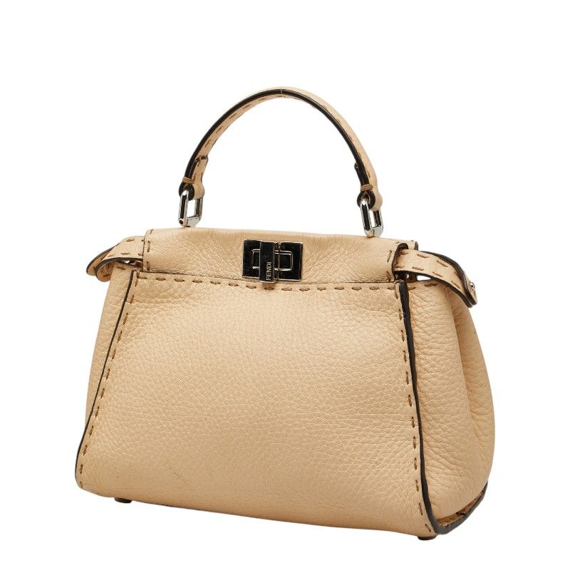 Fendi Selleria Peekaboo Mini 2-Way Shoulder Bag Beige Leather — view 2