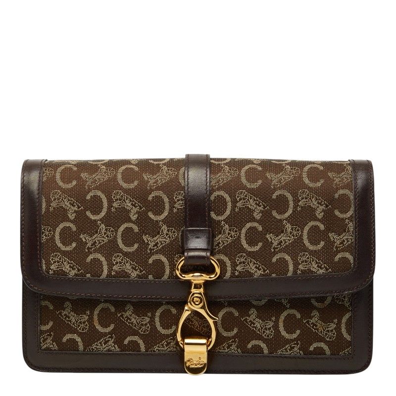 Celine C Macadam Clutch Brown Canvas Leather