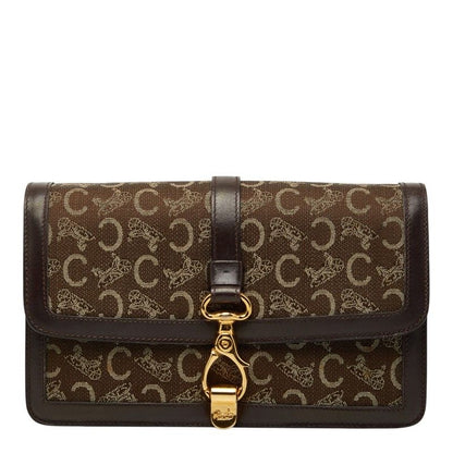 Celine C Macadam Clutch Brown Canvas Leather