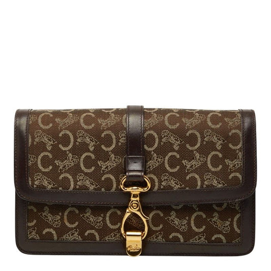 Celine C Macadam Clutch Brown Canvas Leather