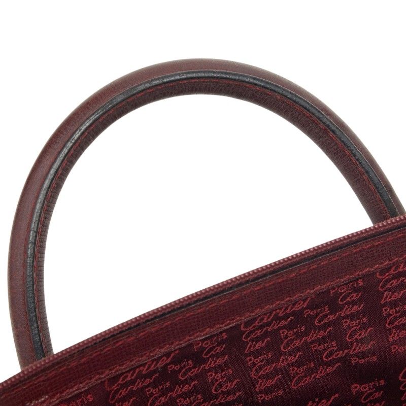 Cartier Must Line Mini Boston Bag 2-Way Bordeaux Wine Red Leather — view 9