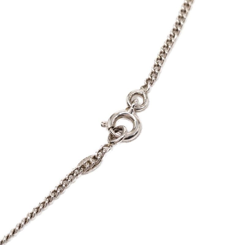 Chanel CC Logo Chain Pendant Necklace Silver Beige Metal — view 4