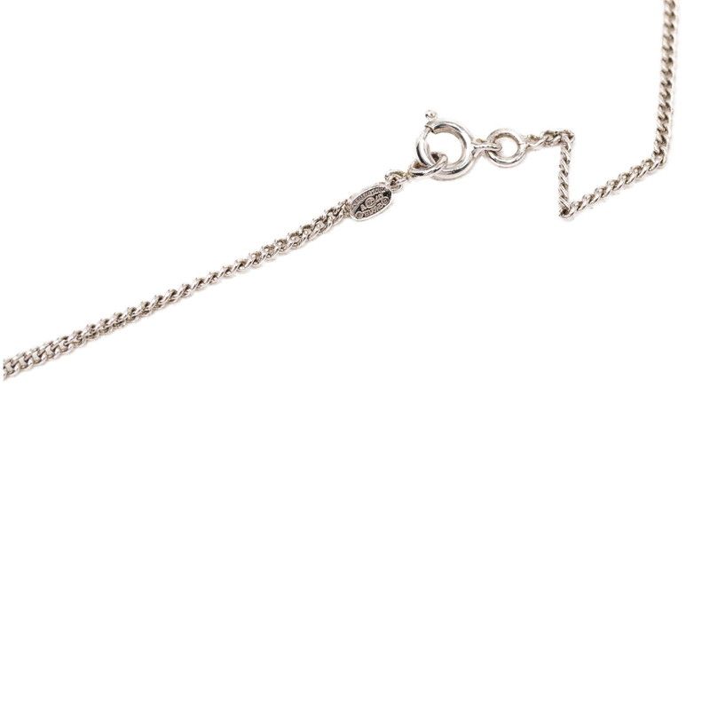 Chanel CC Logo Chain Pendant Necklace Silver Beige Metal — view 5
