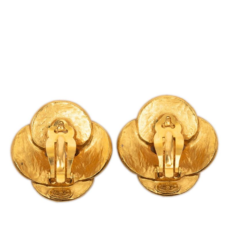 Chanel CC Logo Vintage Arabesque Earrings Gold Plated — view 2