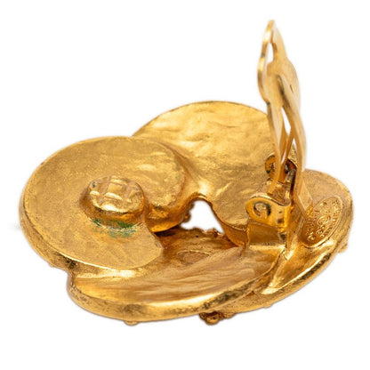 Chanel CC Logo Vintage Arabesque Earrings Gold Plated — view 3