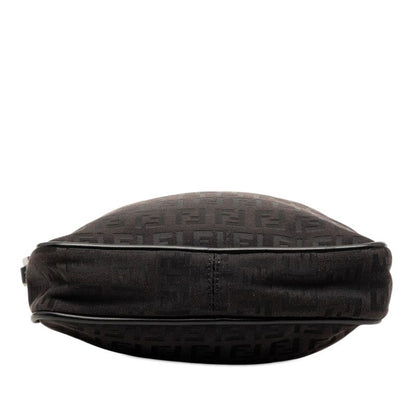 Fendi Zucchino Crossbody Shoulder Bag Black Canvas Leather — view 3