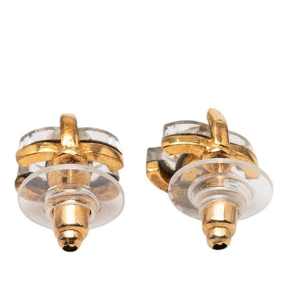 Chanel CC Logo Earrings Clear Gold Plated Plastic — view 2