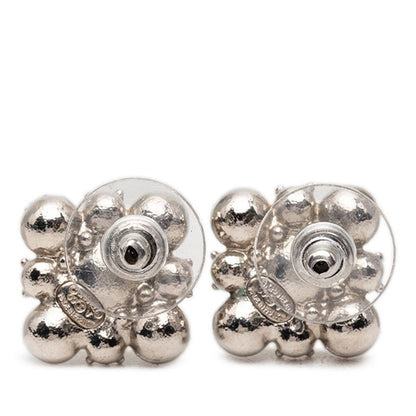 Chanel CC Logo Earrings Silver Line Stone Plated — view 2