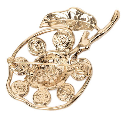 Chanel CC Logo Visual Fruit Motif Brooch Light Purple Gold Plated Line Stone — view 2