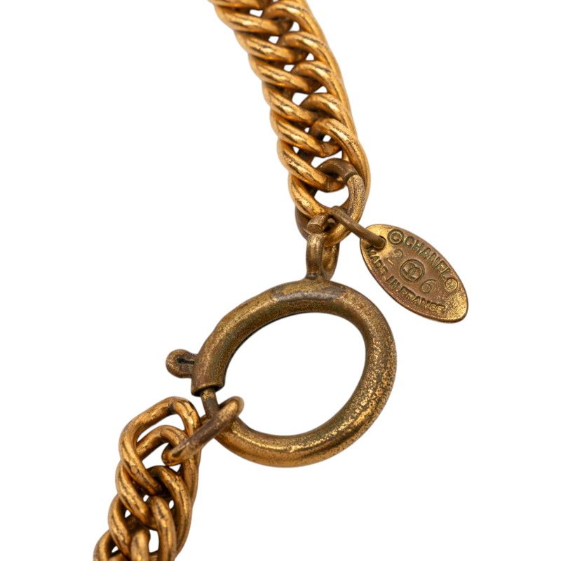 Chanel CC Logo Crown Chain Necklace Gold Plated — view 5