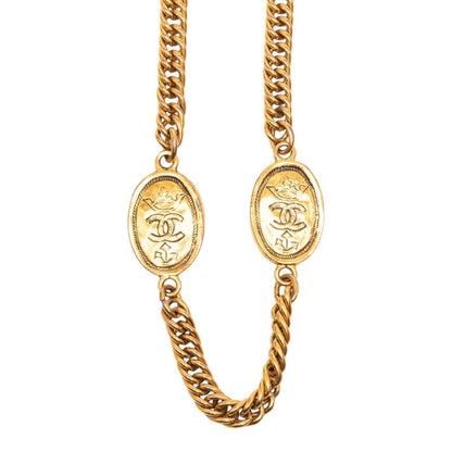 Chanel CC Logo Crown Chain Necklace Gold Plated — view 3
