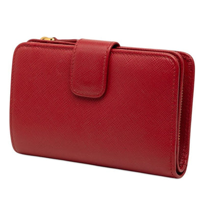 Prada Logo Bifold Wallet Red Saffiano Leather — view 2