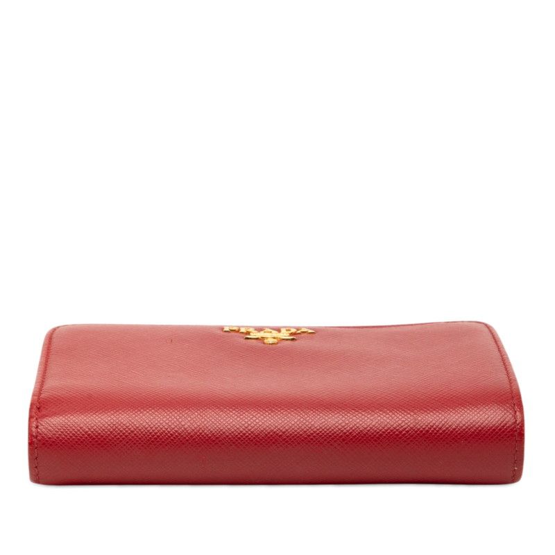Prada Logo Bifold Wallet Red Saffiano Leather — view 3