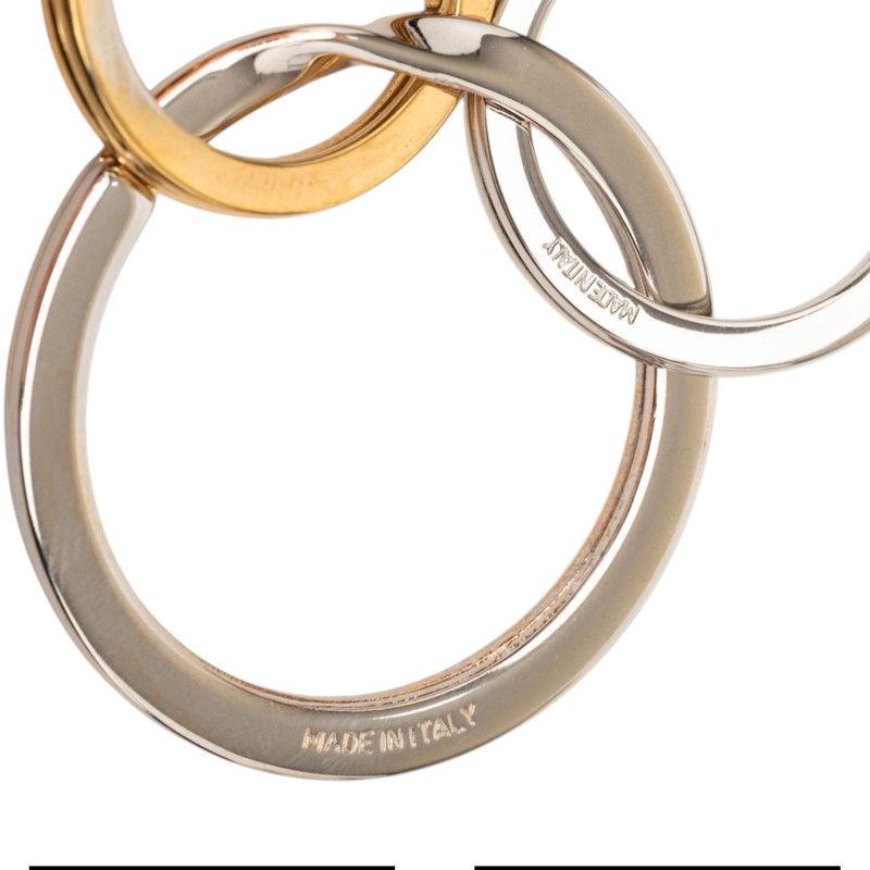 Gucci Logo Double Heart Charm Key Ring Key Holder Gold Silver Metal — view 5