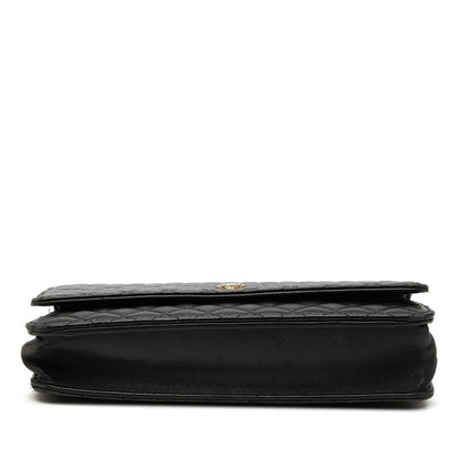 Chanel CC Logo Micro Quilted Chain Wallet Shoulder Bag Black Lambskin — view 3